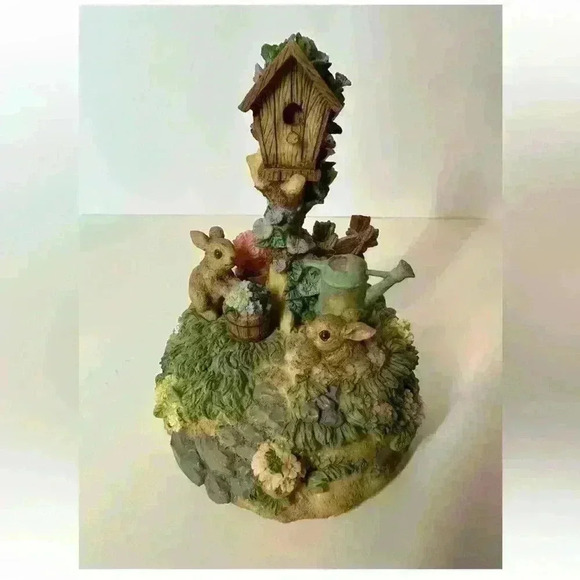 Other - Rabbits In Garden Music Box 5” Tune Is Playmates